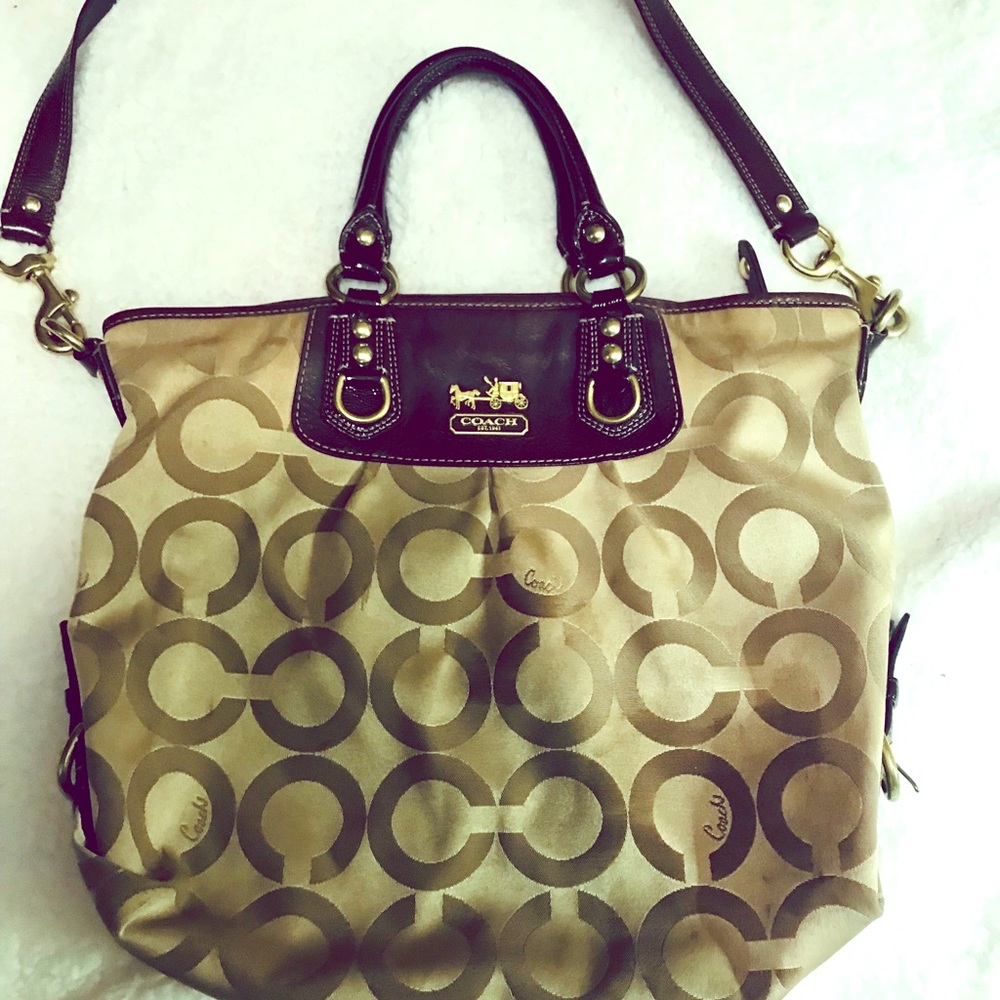 Coach signature purse handbag large gold